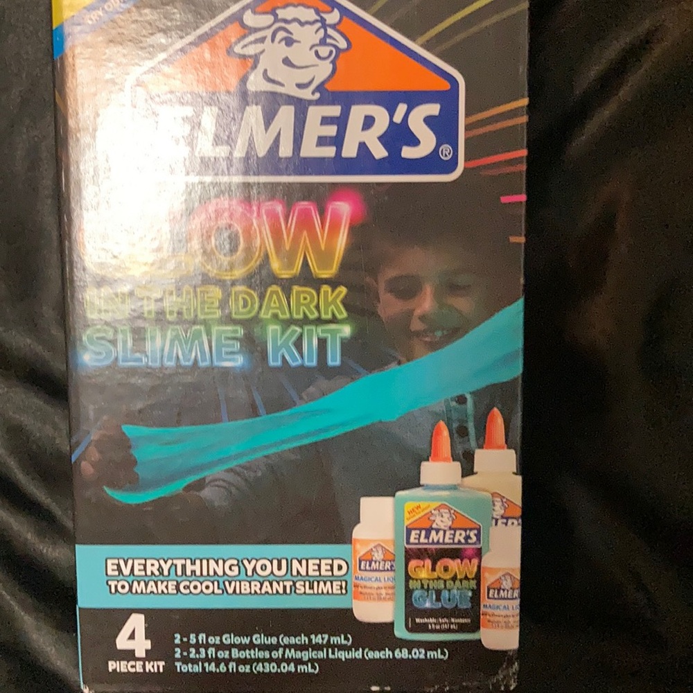 Elmer’s glow in the dark slime set.